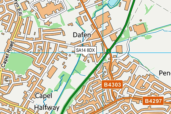 SA14 8DX map - OS VectorMap District (Ordnance Survey)