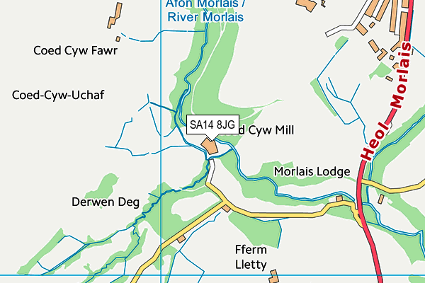 SA14 8JG map - OS VectorMap District (Ordnance Survey)