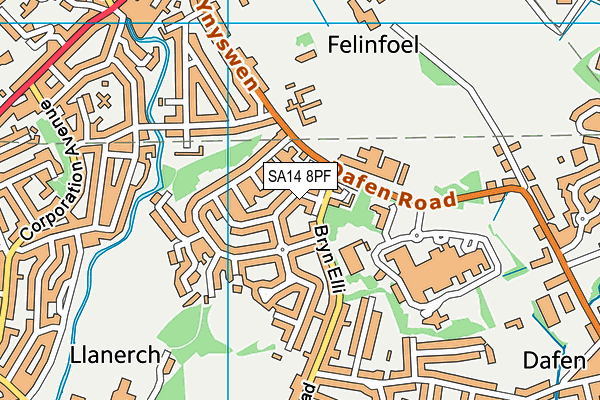 SA14 8PF map - OS VectorMap District (Ordnance Survey)