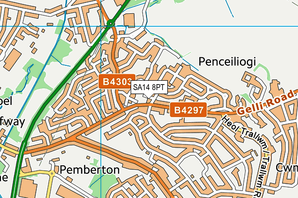 SA14 8PT map - OS VectorMap District (Ordnance Survey)