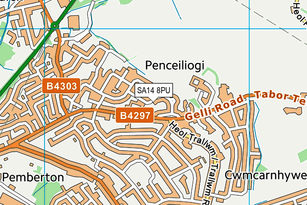 SA14 8PU map - OS VectorMap District (Ordnance Survey)