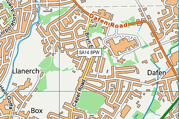 SA14 8PW map - OS VectorMap District (Ordnance Survey)