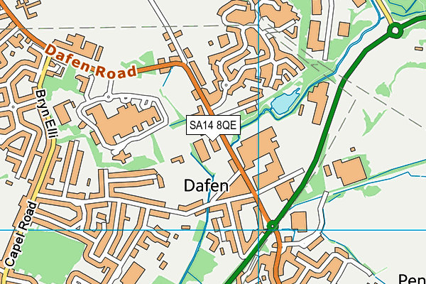 SA14 8QE map - OS VectorMap District (Ordnance Survey)