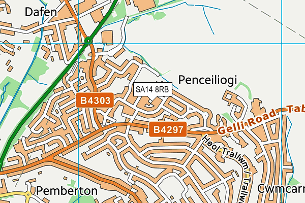 SA14 8RB map - OS VectorMap District (Ordnance Survey)