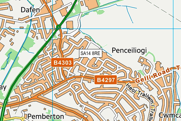 SA14 8RE map - OS VectorMap District (Ordnance Survey)