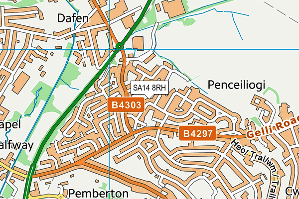 SA14 8RH map - OS VectorMap District (Ordnance Survey)