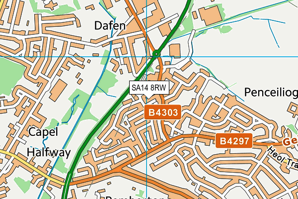 SA14 8RW map - OS VectorMap District (Ordnance Survey)