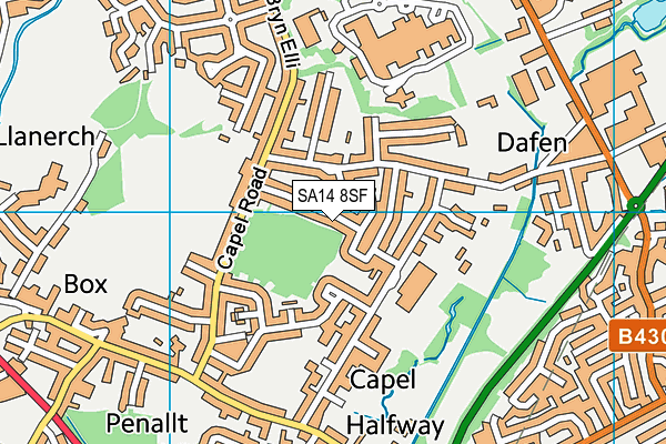SA14 8SF map - OS VectorMap District (Ordnance Survey)