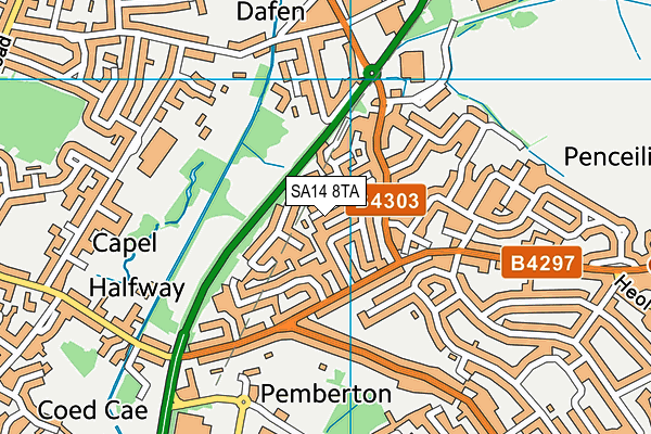 SA14 8TA map - OS VectorMap District (Ordnance Survey)