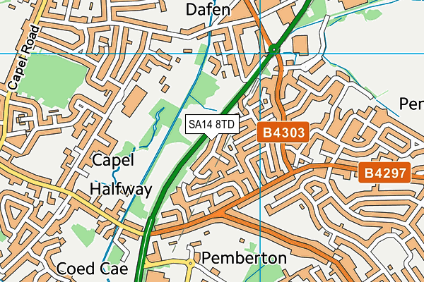 SA14 8TD map - OS VectorMap District (Ordnance Survey)