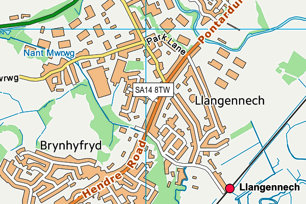 Map of J E THOMAS OF LLANGENNECH LIMITED at district scale