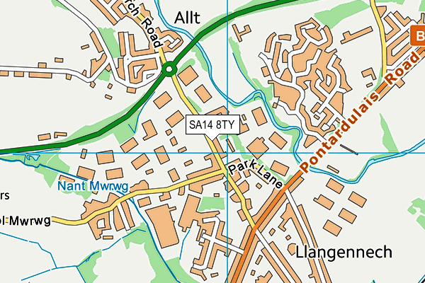 SA14 8TY map - OS VectorMap District (Ordnance Survey)