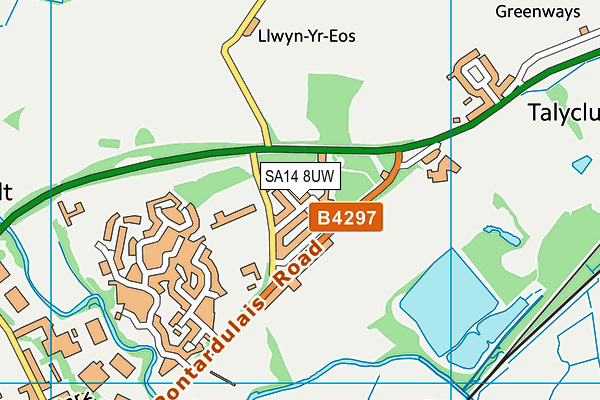 SA14 8UW map - OS VectorMap District (Ordnance Survey)