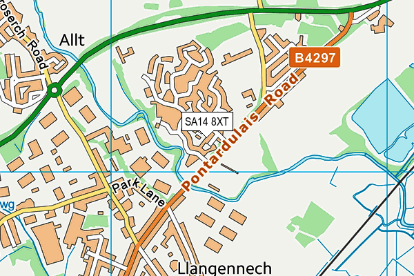 SA14 8XT map - OS VectorMap District (Ordnance Survey)