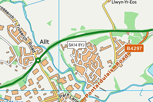 SA14 8YJ map - OS VectorMap District (Ordnance Survey)