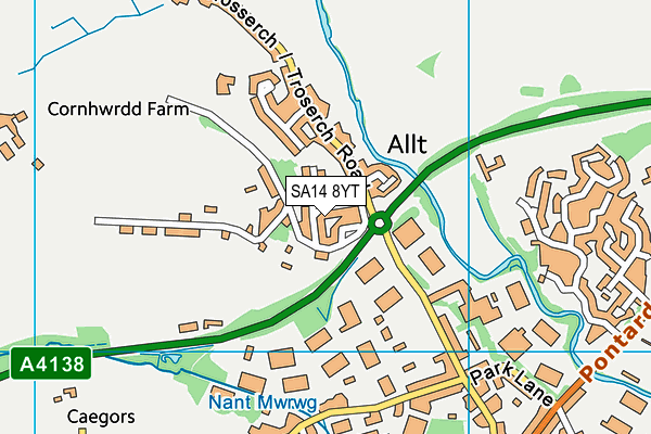 SA14 8YT map - OS VectorMap District (Ordnance Survey)