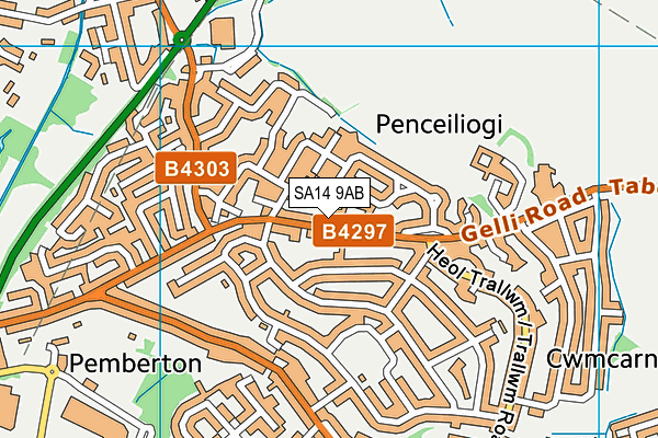 SA14 9AB map - OS VectorMap District (Ordnance Survey)