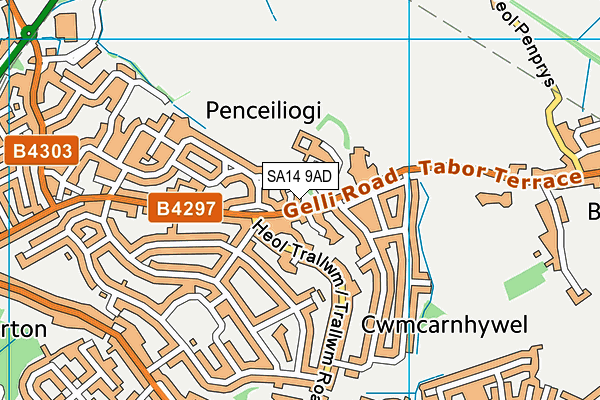 SA14 9AD map - OS VectorMap District (Ordnance Survey)