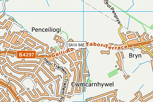 SA14 9AE map - OS VectorMap District (Ordnance Survey)