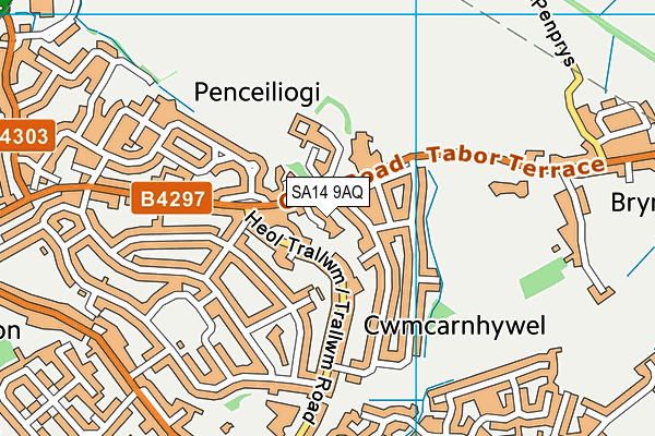 SA14 9AQ map - OS VectorMap District (Ordnance Survey)