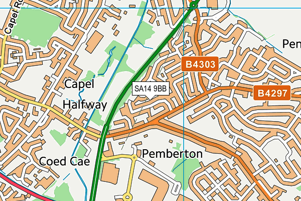 SA14 9BB map - OS VectorMap District (Ordnance Survey)