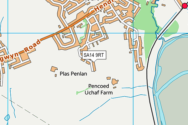 SA14 9RT map - OS VectorMap District (Ordnance Survey)