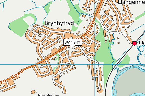 SA14 9RY map - OS VectorMap District (Ordnance Survey)