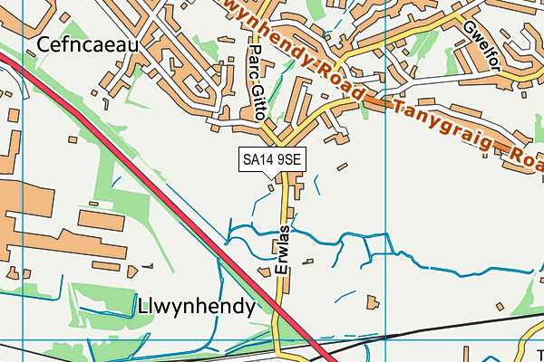 SA14 9SE map - OS VectorMap District (Ordnance Survey)