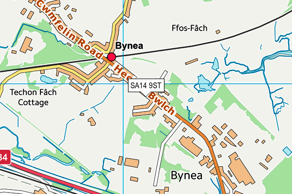 SA14 9ST map - OS VectorMap District (Ordnance Survey)