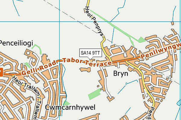 Bryn C.P. School map (SA14 9TT) - OS VectorMap District (Ordnance Survey)