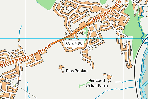SA14 9UW map - OS VectorMap District (Ordnance Survey)