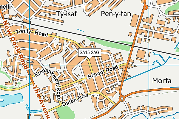 SA15 2AG map - OS VectorMap District (Ordnance Survey)