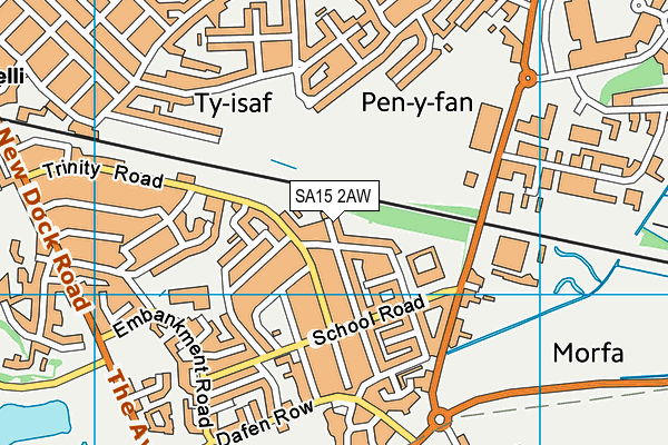 SA15 2AW map - OS VectorMap District (Ordnance Survey)