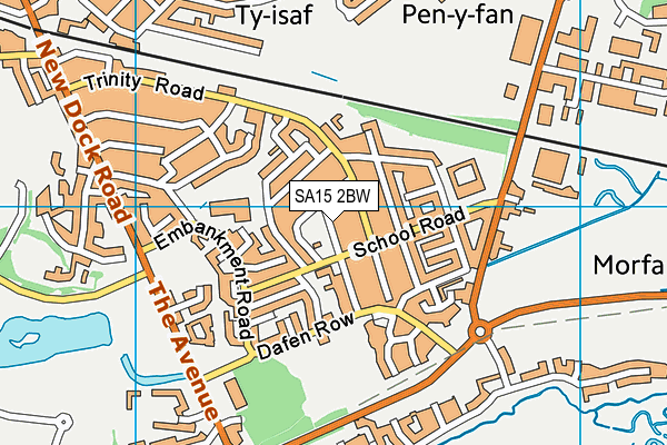 SA15 2BW map - OS VectorMap District (Ordnance Survey)