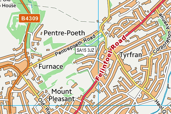 SA15 3JZ map - OS VectorMap District (Ordnance Survey)