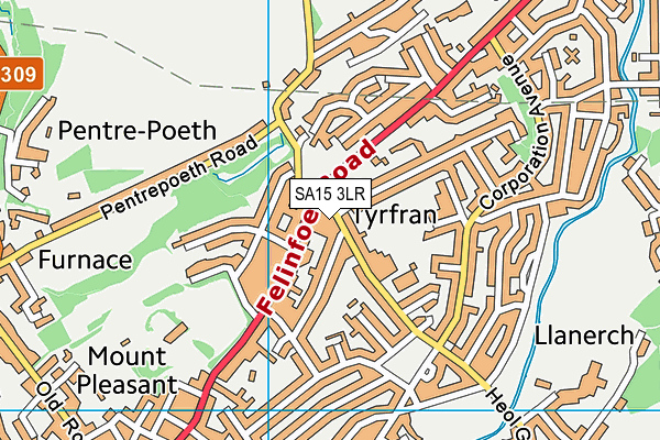 SA15 3LR map - OS VectorMap District (Ordnance Survey)