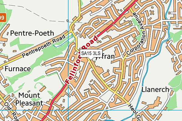 Heol Goffa School map (SA15 3LS) - OS VectorMap District (Ordnance Survey)