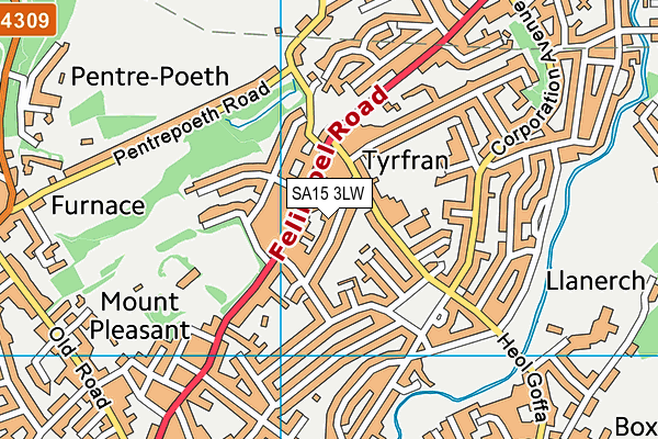 SA15 3LW map - OS VectorMap District (Ordnance Survey)