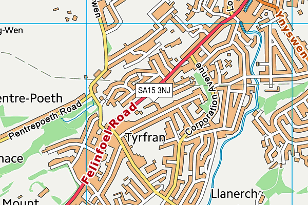 SA15 3NJ map - OS VectorMap District (Ordnance Survey)