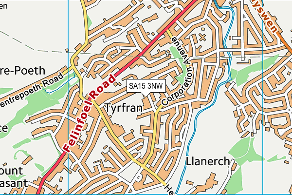SA15 3NW map - OS VectorMap District (Ordnance Survey)