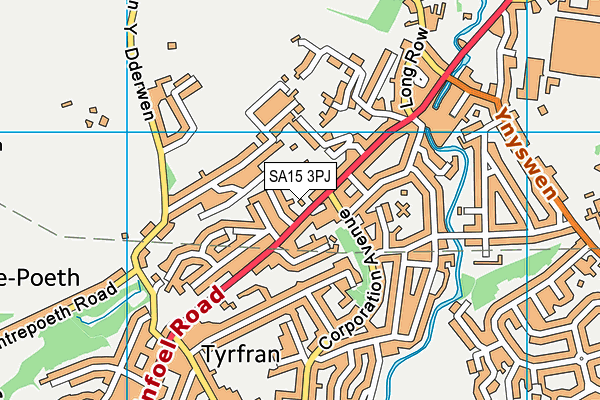 SA15 3PJ map - OS VectorMap District (Ordnance Survey)