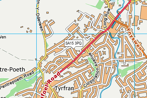 SA15 3PQ map - OS VectorMap District (Ordnance Survey)