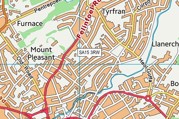 SA15 3RW map - OS VectorMap District (Ordnance Survey)