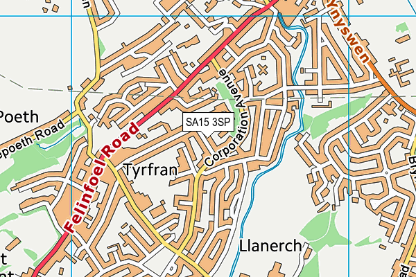 SA15 3SP map - OS VectorMap District (Ordnance Survey)