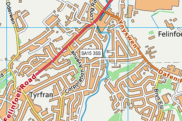 SA15 3SS map - OS VectorMap District (Ordnance Survey)