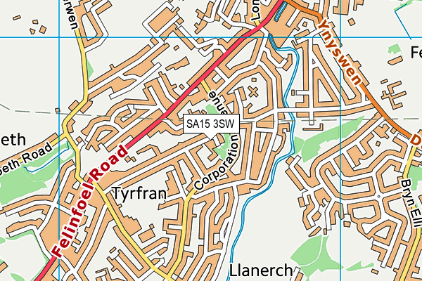 SA15 3SW map - OS VectorMap District (Ordnance Survey)