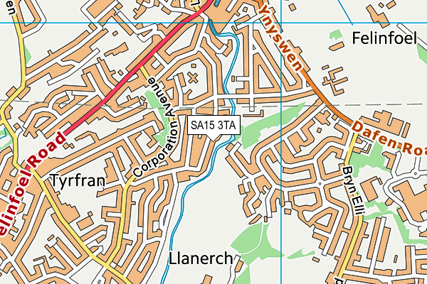 SA15 3TA map - OS VectorMap District (Ordnance Survey)