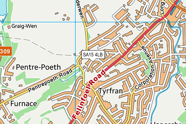 SA15 4LB map - OS VectorMap District (Ordnance Survey)