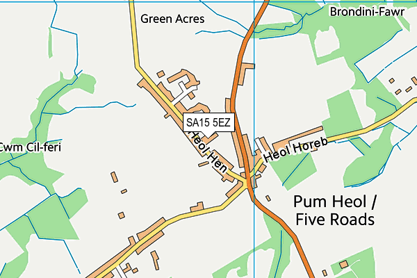 Ysgol Gynradd Pum Heol map (SA15 5EZ) - OS VectorMap District (Ordnance Survey)