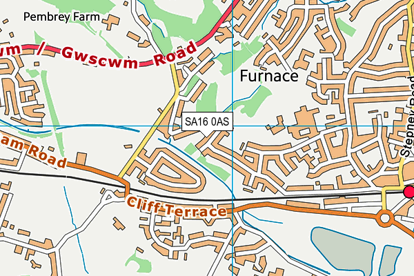 SA16 0AS map - OS VectorMap District (Ordnance Survey)